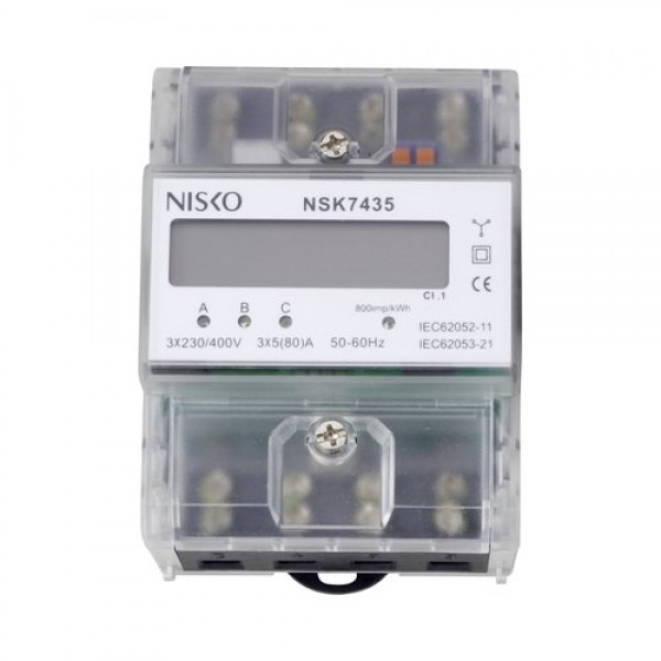 מונה דיגיטלי שקוף לפס דין תלת פאזי 4 מודול NSK7435-3P 80A