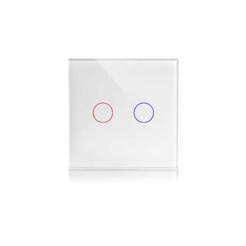 מתג חכם לתאורה 2 לחצנים טאץ' זכוכית לבנה WIFI 60mm