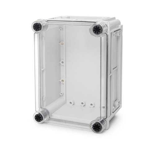 קופסת CI3 עם בסיס אפור ומכסה שקוף 250X175X130