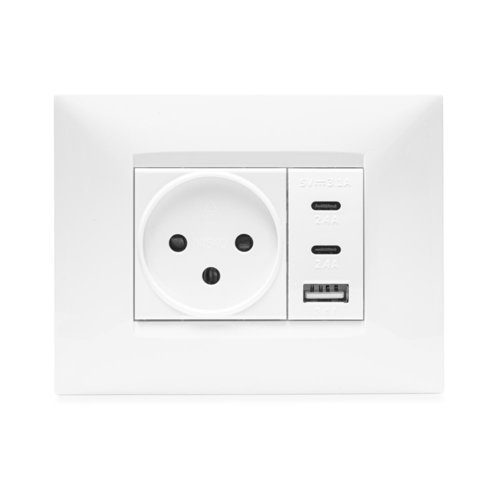 שקע כח אוניברסלי USB מארז טריפל 